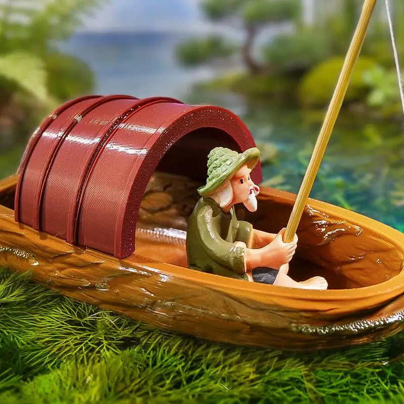 Floating Fisherman Mini Boat Aquarium Decoration | Fish Tank Decor Aquarium Decoration Axl