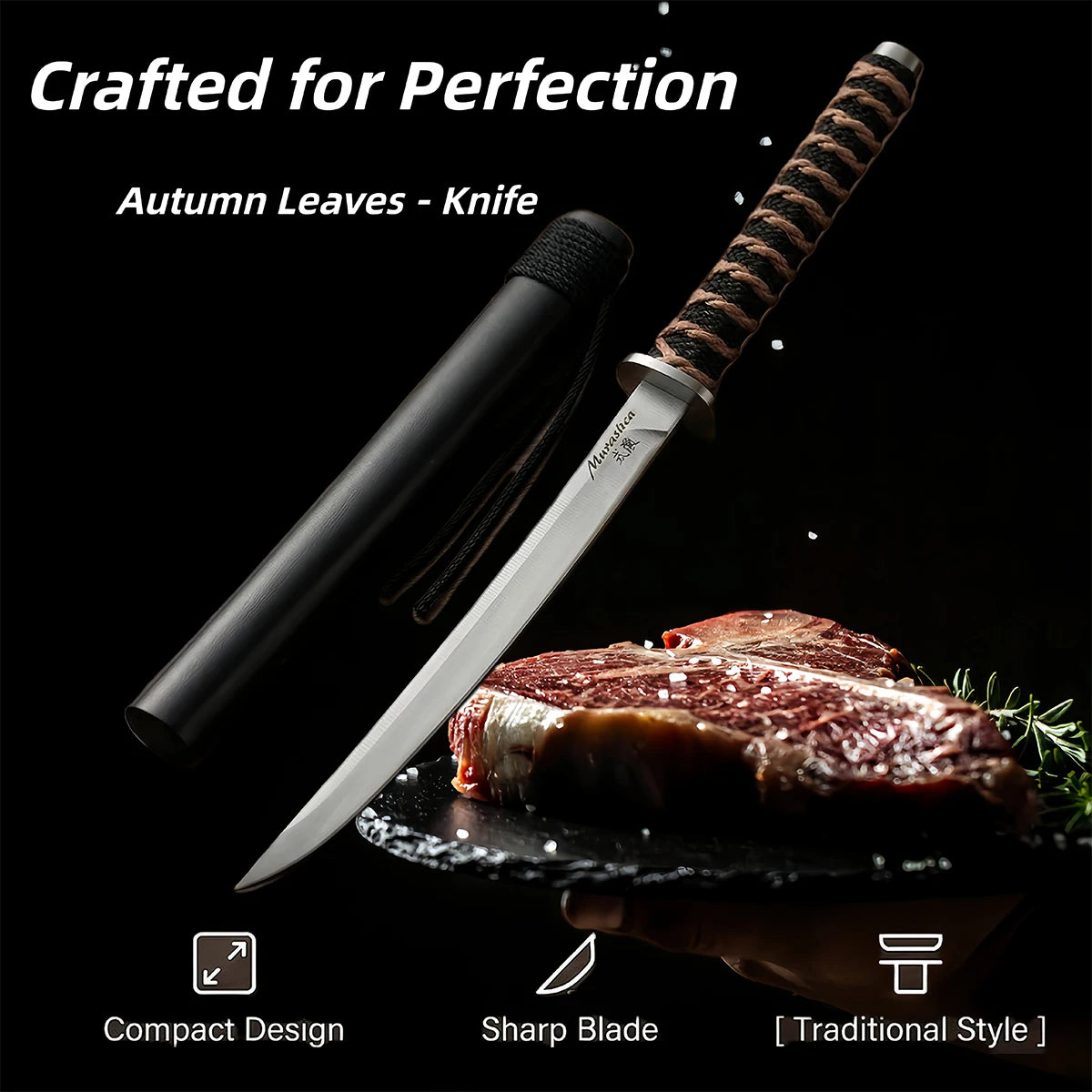 Autumn Leaves Mini Fruit Knife – 7CR Steel Portable Kitchen Knife Mini Kitchen Knife Axl