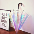 Rainbow Long Handle Transparent Umbrella – Colorful Women's Gift Long Handle Umbrella Axl Iron A 8K