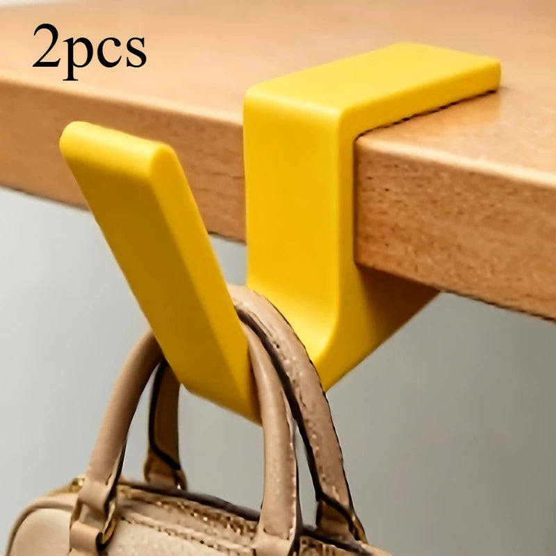 No-Drill Desk Hook – Desktop Bag Hanger & Hanging Clip Desk Storage Hook Axl Yellow-2pcs