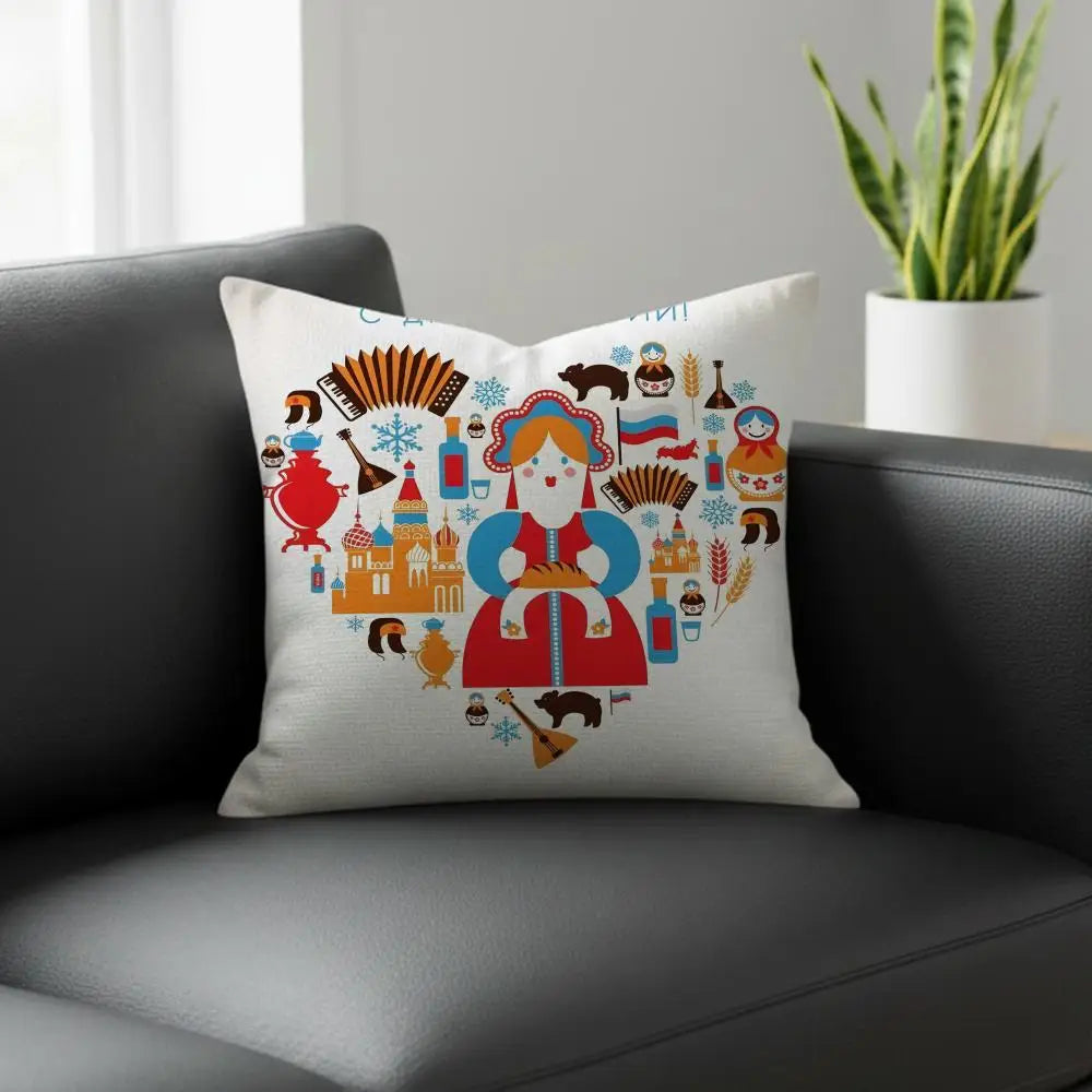 Natural Linen Cushion Cover – Printed Pillowcase for Sofa & Bed Linen Cushion Cover Axl White6 35X35cm