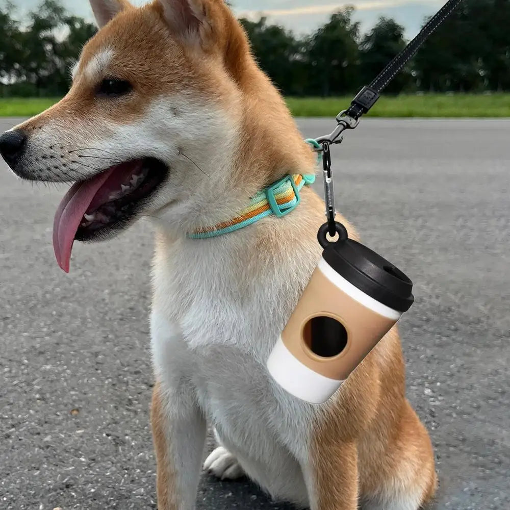 Dog Poop Bag Holder with Hook – Coffee Cup Design Dog Bag Dispenser Axl as picture