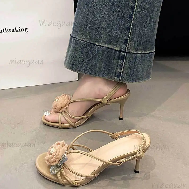Women's Open Toe Thin Heel Sandals – Floral Dress Heels Dress Heel Sandals Axl