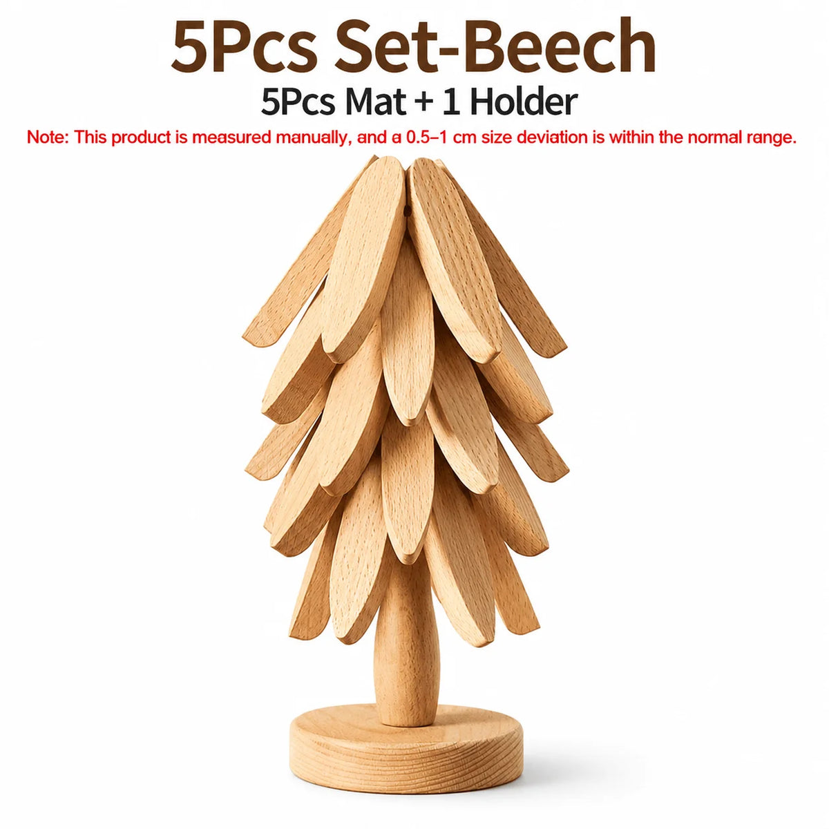 Uwhise Wooden Tree Trivet Set – Foldable Heat-Resistant Mat 3/5 Pc Wooden Trivet Set Axl 5Pcs Set-Natural