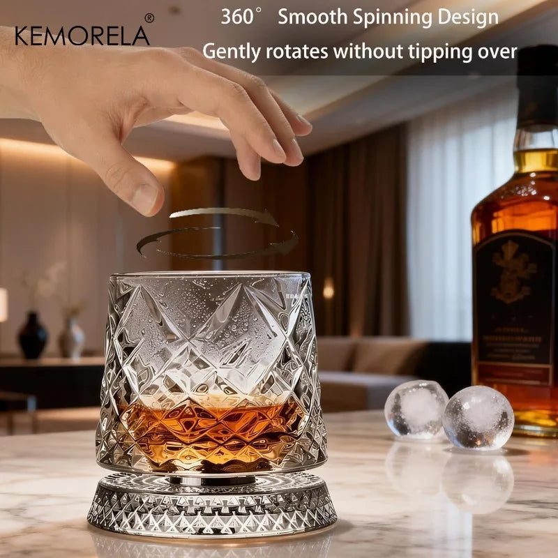 360° Rotating Whisky Glass – Crystal Tumbler Gift for Men Whisky Tumbler Axl