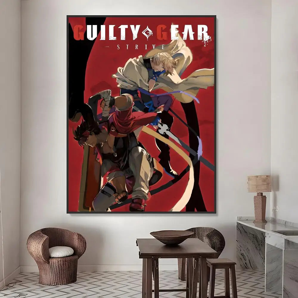 Guilty Gear HD Waterproof PVC Poster Stickers | Wall Décor Wall Poster Stickers Axl White13 40X50cmNoframe