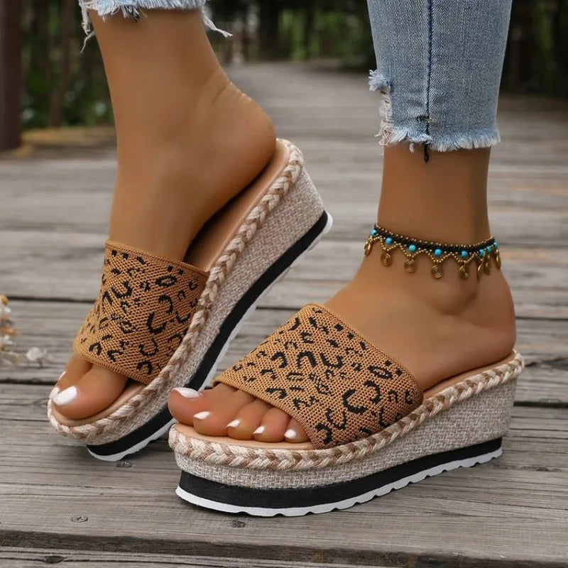Women's Wedge Platform Sandals – Thick Sole Summer Mule Slippers Wedge Platform Sandals Axl 39 Brown