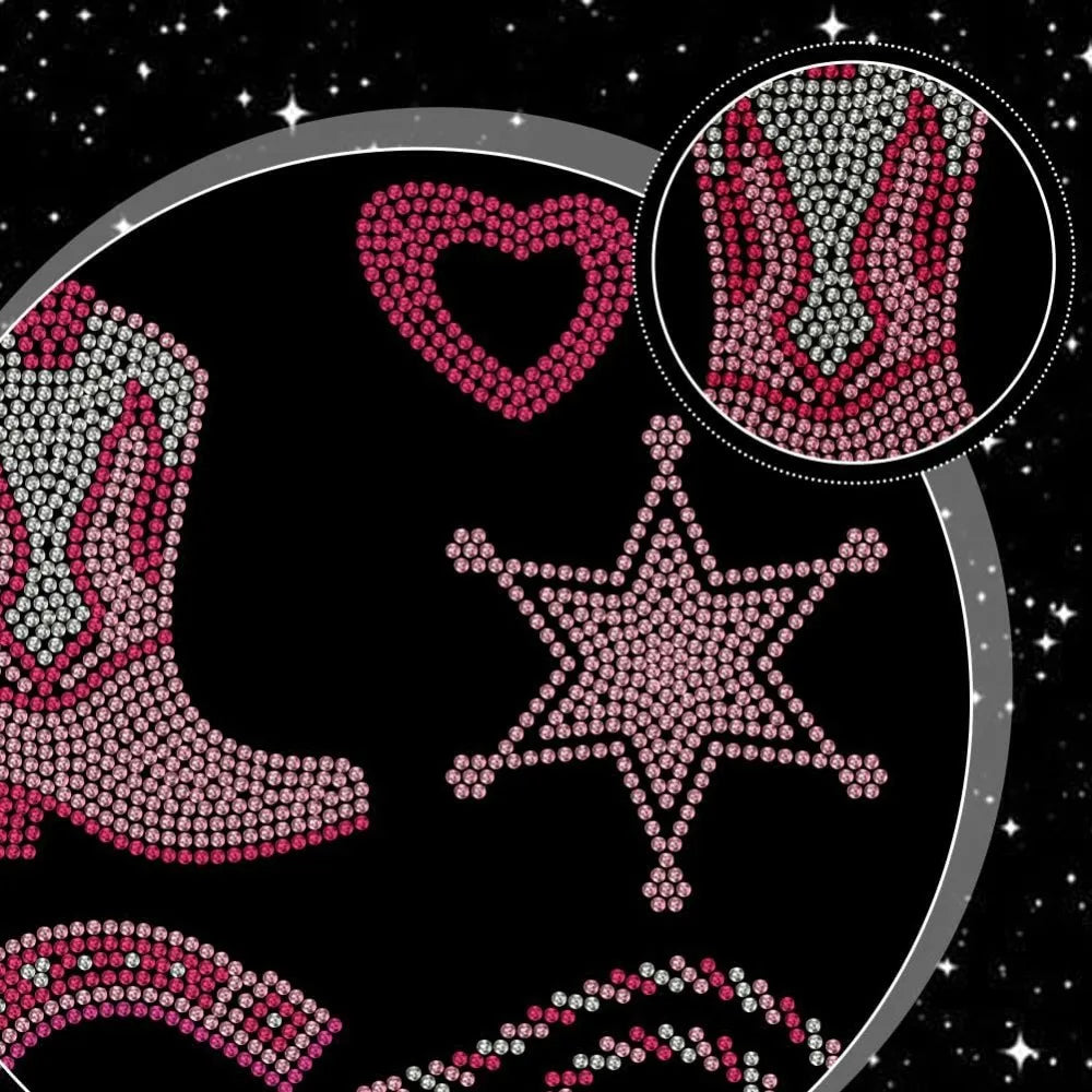 Glass Hotfix Rhinestone Iron-On Appliqué | Western Cowgirl Patch Iron-On Rhinestone Patch Axl