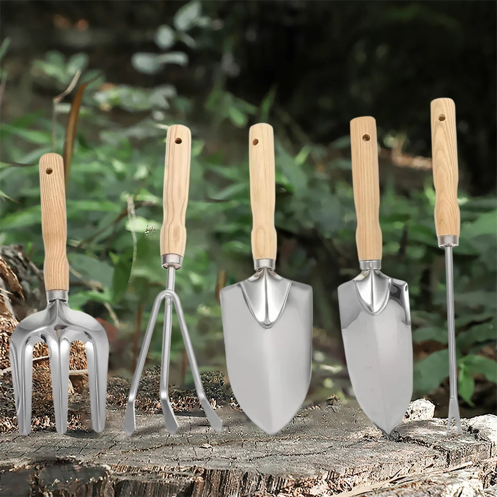 Garden Hand Trowel, Rake & Cultivator Set – 1 or 5 Pcs Garden Hand Tool Set Axl Garden Tools-5PCS