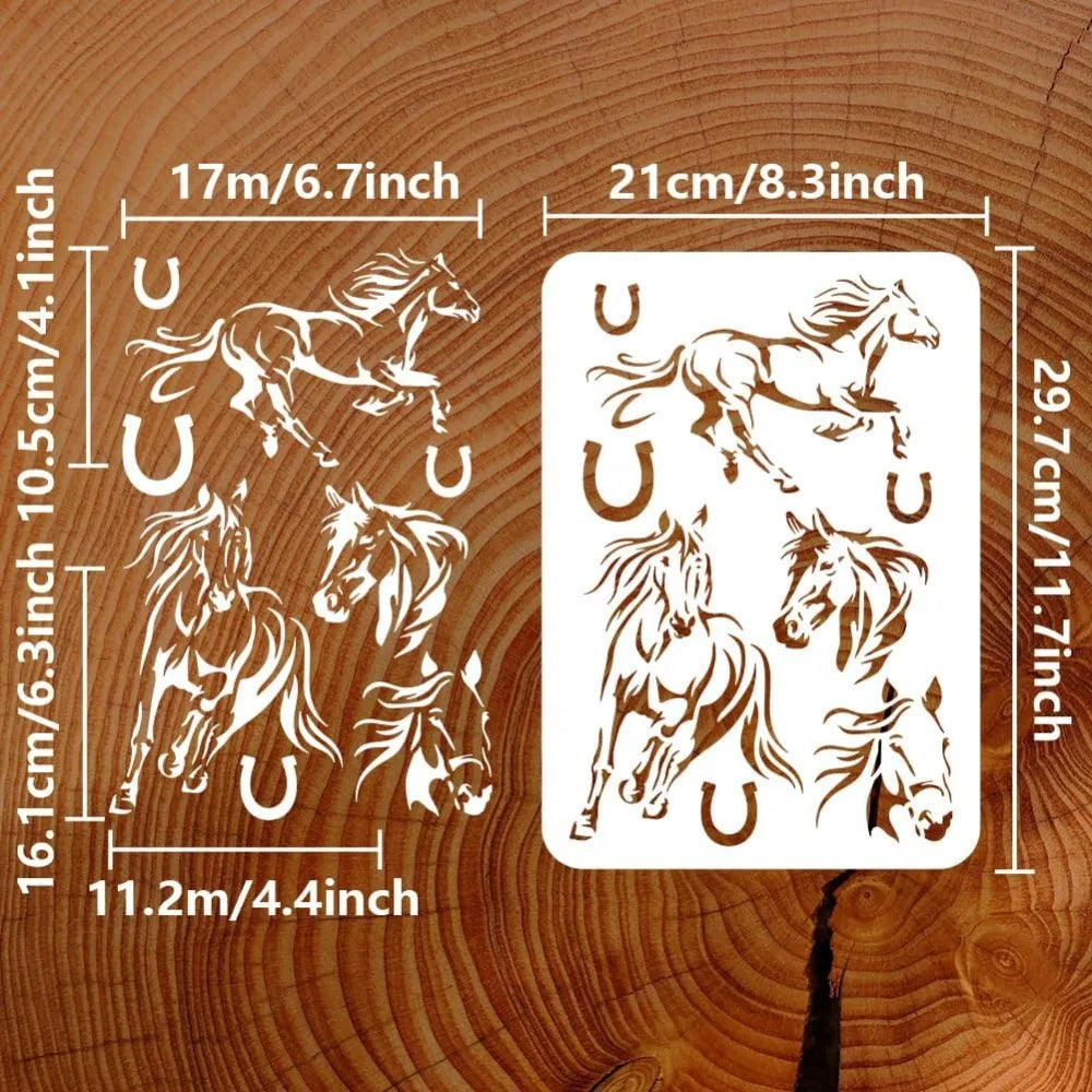 Reusable Horse Painting Stencil 8.3x11.7" | DIY Art Template Painting Stencil Axl