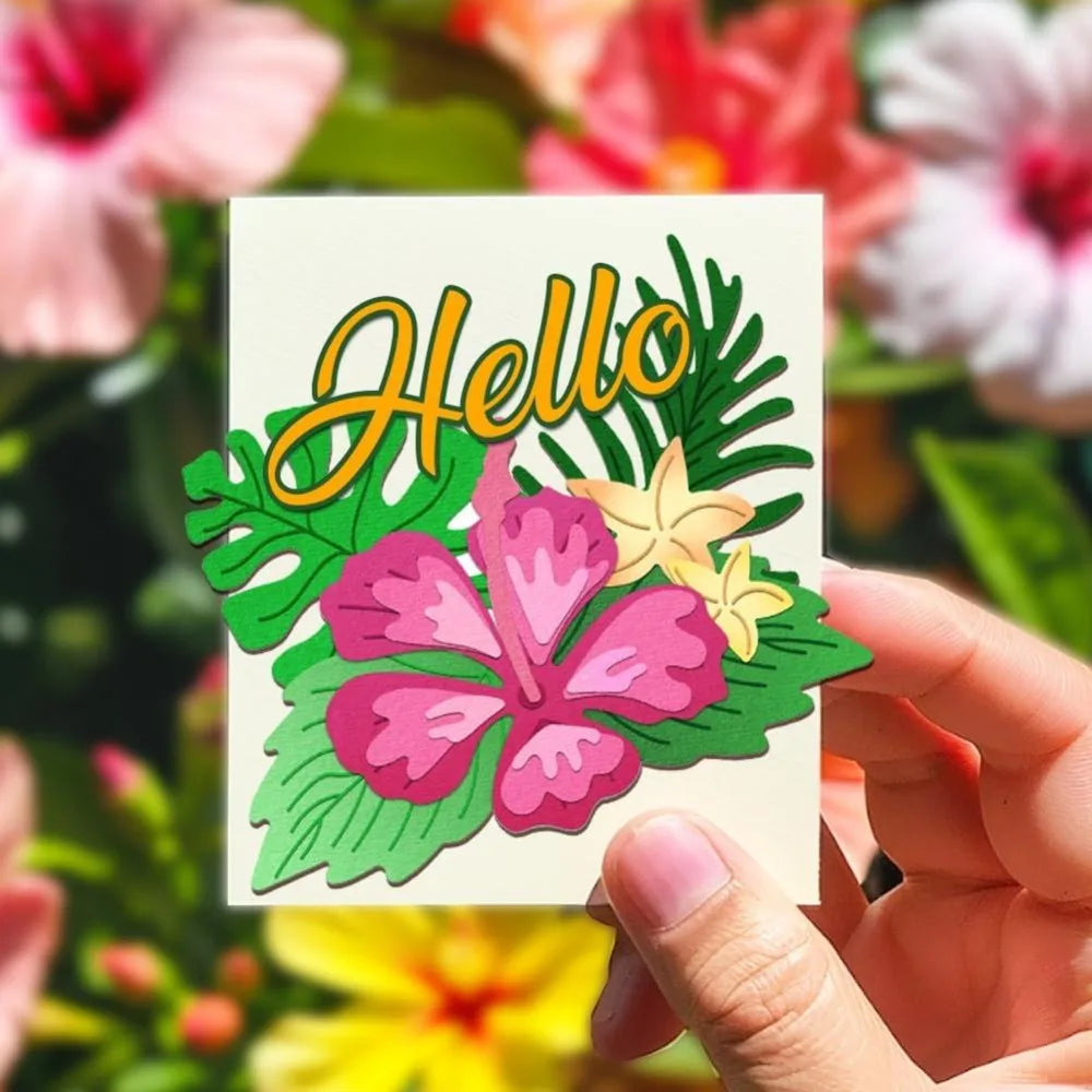 Hibiscus Cutting Dies – Flower & Jungle Leaf Stencils for Crafts Cutting Dies Stencils Axl