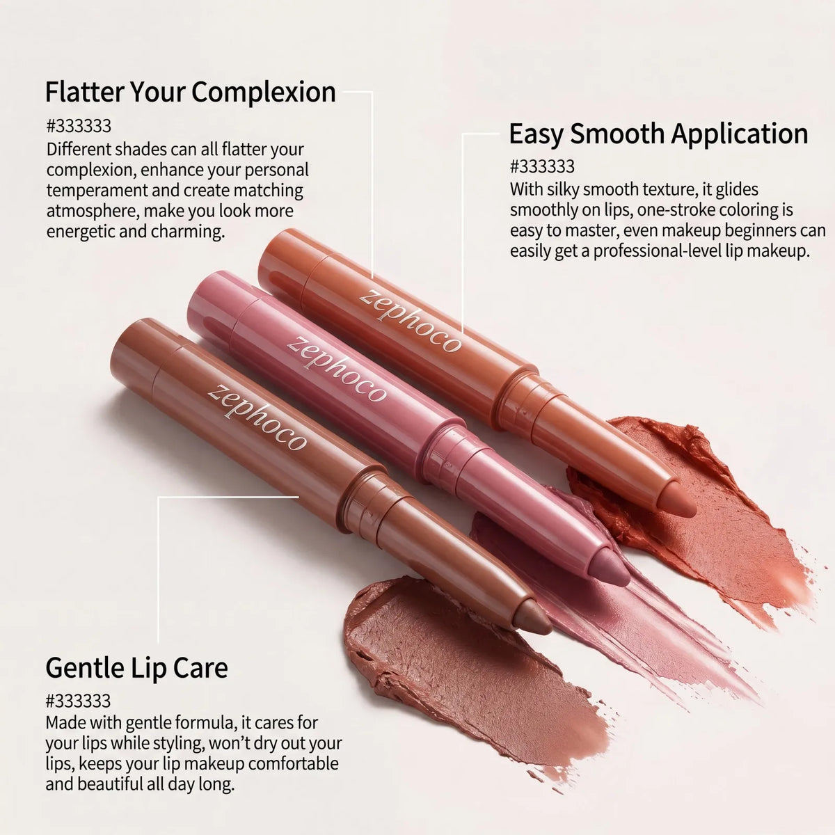 Matte Lip Liner Set – 3 Shades, Long-Lasting Color Lock Matte Lip Liner Axl
