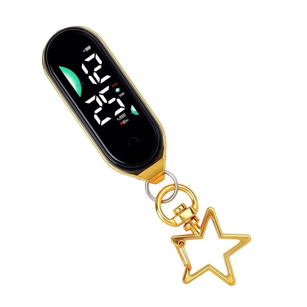 LED Digital Hanging Pocket Watch with Night Light Display Digital Pocket Watch Axl Star-Gold