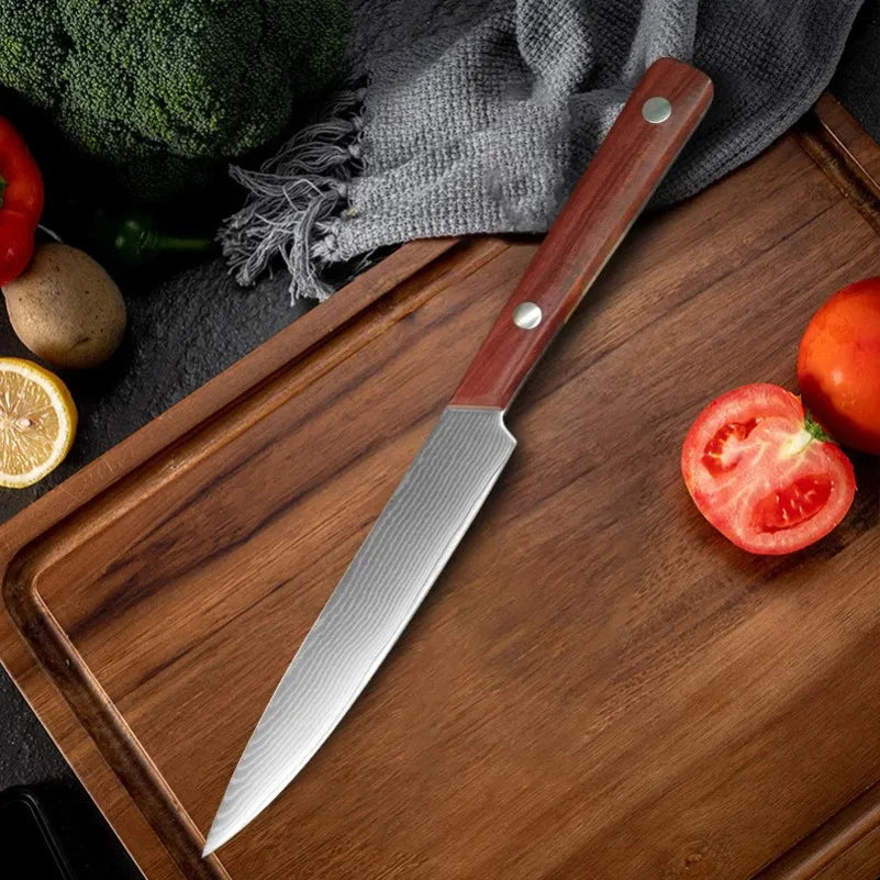 InLeung Damascus Steel Chef Knife – Sharp Wood Handle Kitchen Blade Damascus Chef Knife Axl