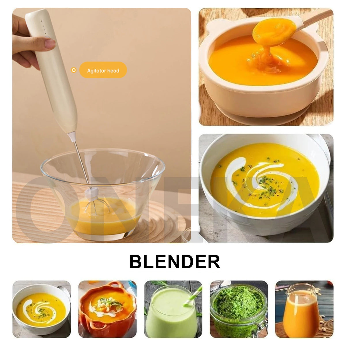 ONEKA Rechargeable Handheld Milk Frother & Electric Whisk Handheld Milk Frother Axl