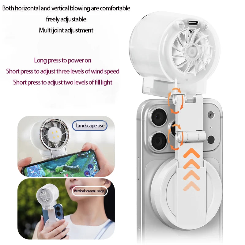 Foldable Magnetic Fan – 3 Speeds & 2-Level LED Light | Portable Portable Foldable Fan Axl