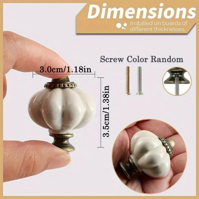 6-Pack White Pumpkin Cabinet Knobs – Vintage Drawer Pulls Cabinet Knobs Axl