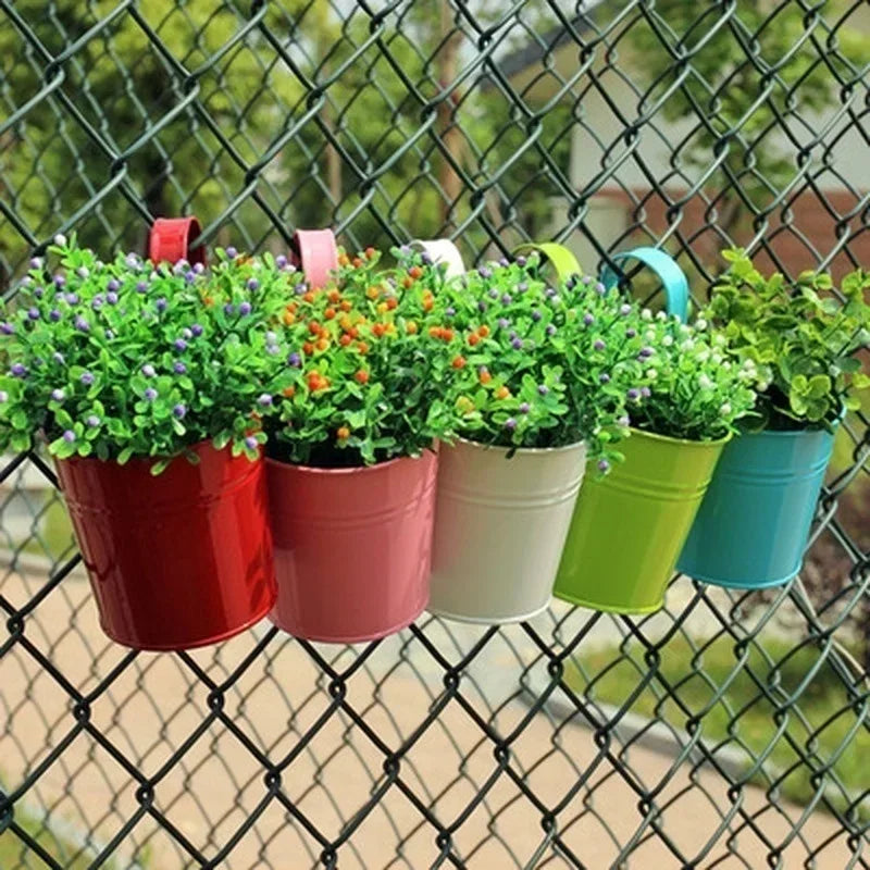 Iron Wall Hanging Flower Pot with Hook – Balcony Planter Wall Hanging Planter Axl