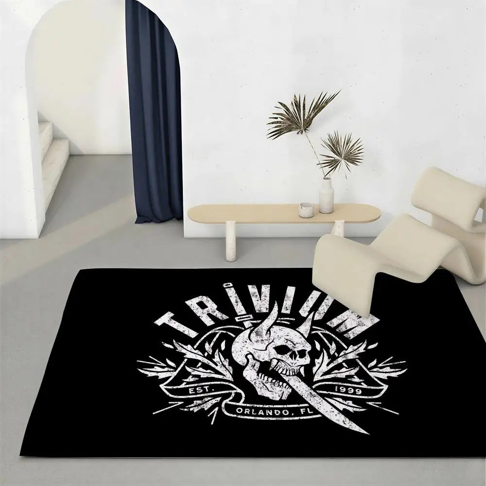 Trivium Band Flannel Floor Mat – Non-Slip Soft Indoor Rug Flannel Floor Mat Axl White2 120x160cm