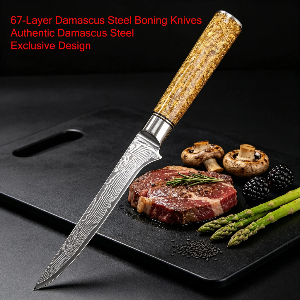 67-Layer Damascus Steel Chef Knife – Boning & Slicing Damascus Chef Knife Axl