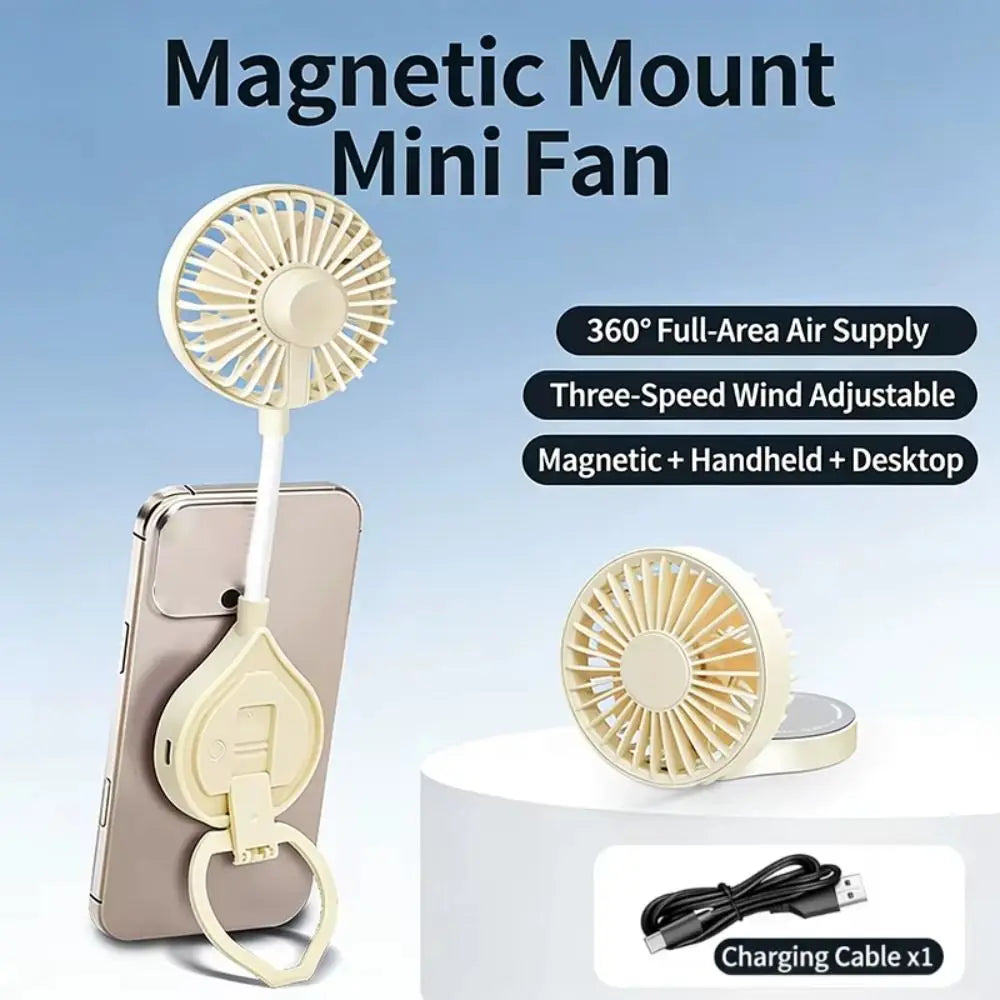 2-in-1 Magnetic Mini Desk Fan & Phone Holder – 3 Speed USB-C Mini Desk Fan Axl