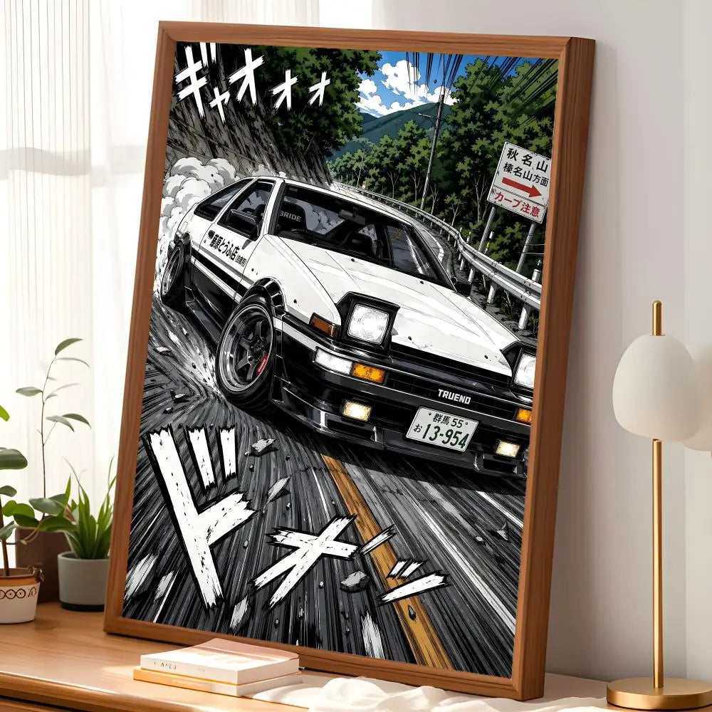 Initial D Anime Self-Stick HD PVC Wall Poster | Waterproof Decor Anime Wall Poster Axl