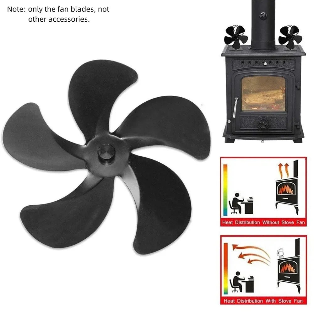 5-Blade Replacement Blades for Heat Powered Wood Stove Fan Stove Fan Blades Axl