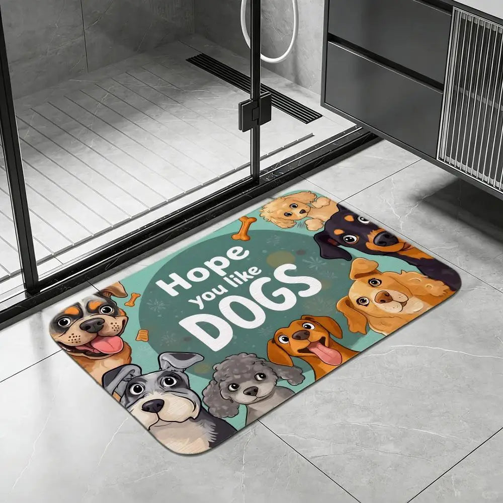 Cute Dog Diatomite Bath Mat – Quick Dry & Anti-Slip Floor Mat Diatomite Bath Mat Axl White4 40x60cm