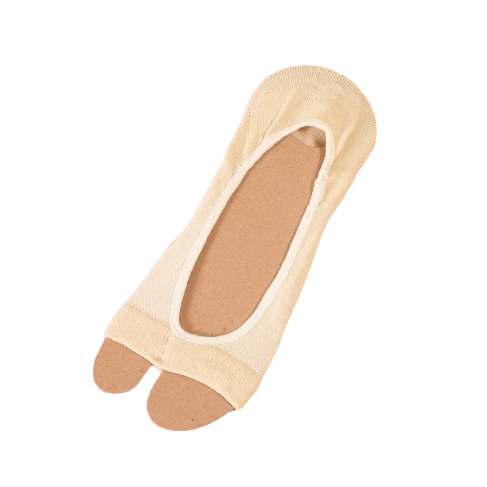 Anti-Slip Open Toe Socks – Breathable Low Cut No-Show Cotton No-Show Toe Socks Axl Skin Color