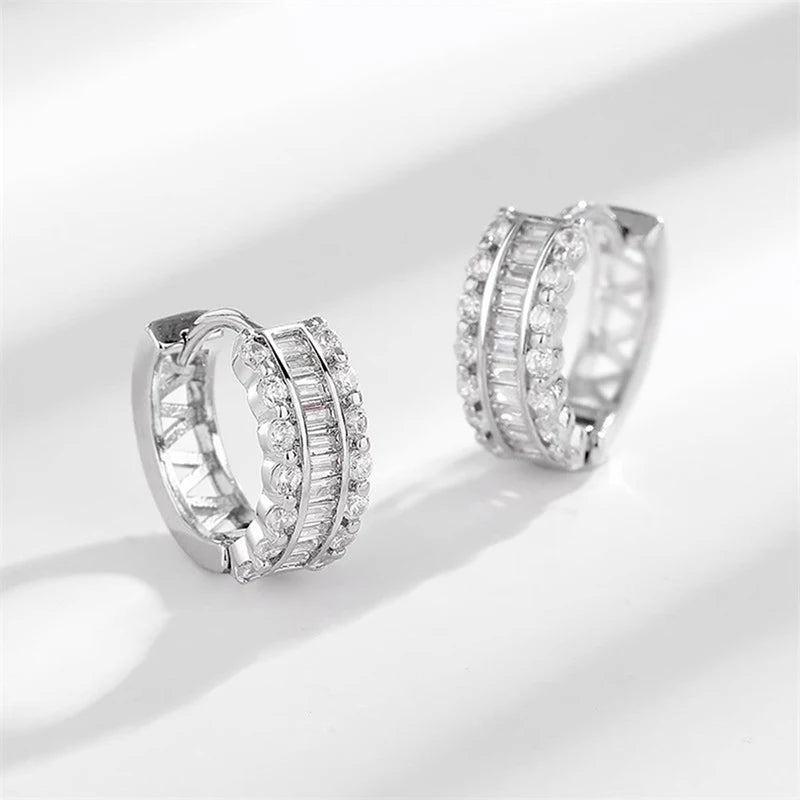 Huitan Dainty CZ Hoop Earrings – Cubic Zirconia Women's Jewelry Hoop Earrings Axl