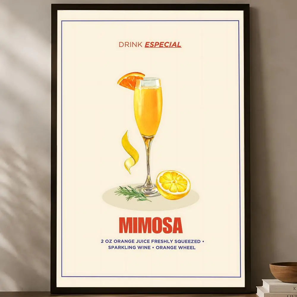 Cocktail Mimosa Self-Stick Wall Art Poster – Waterproof HD Wall Art Poster Axl White12 15X20cmNoframe