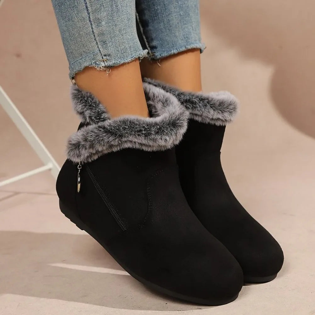Women's Plush Snow Ankle Boots – Warm Slip-On Winter Boots Women's Snow Boots Axl