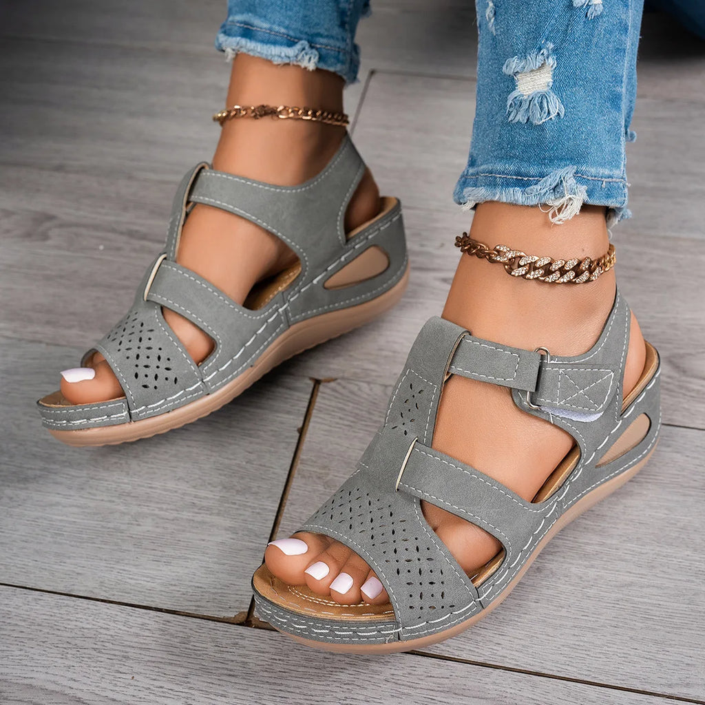 YBQJOO Women's Wedge Sandals – Thick Sole Cross-Strap, US 5–14 Wedge Sandals Axl 38 grey