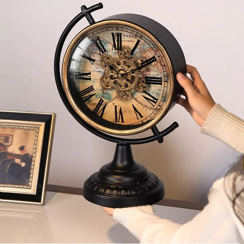 Retro Gear Table Clock – Silent Luxury Quartz Desk Clock Decorative Desk Clock Axl
