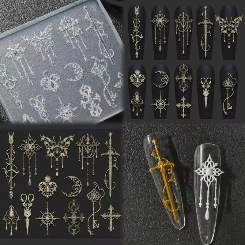 3D Relief Silicone Nail Art Mold – Floral & Bow Tie Carving Nail Art Mold Axl