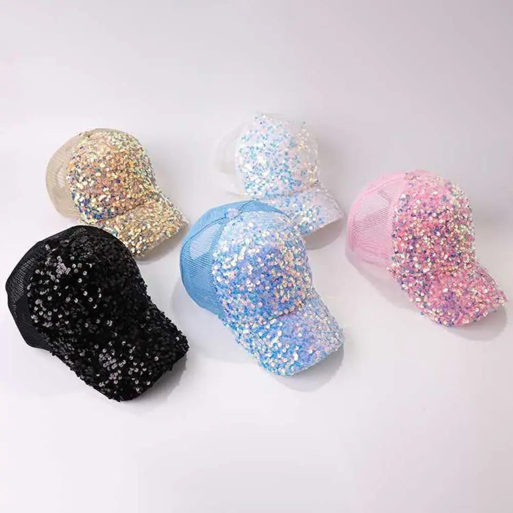 Sequin Baseball Cap – Shiny Glitter Peaked Sun Hat for Women Sequin Baseball Cap Axl