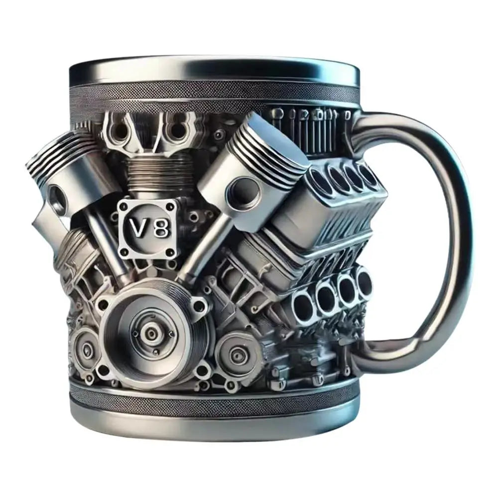 Engine-Themed Stainless Steel Coffee Mug with Handle Insulated Coffee Mug Axl V8 as product