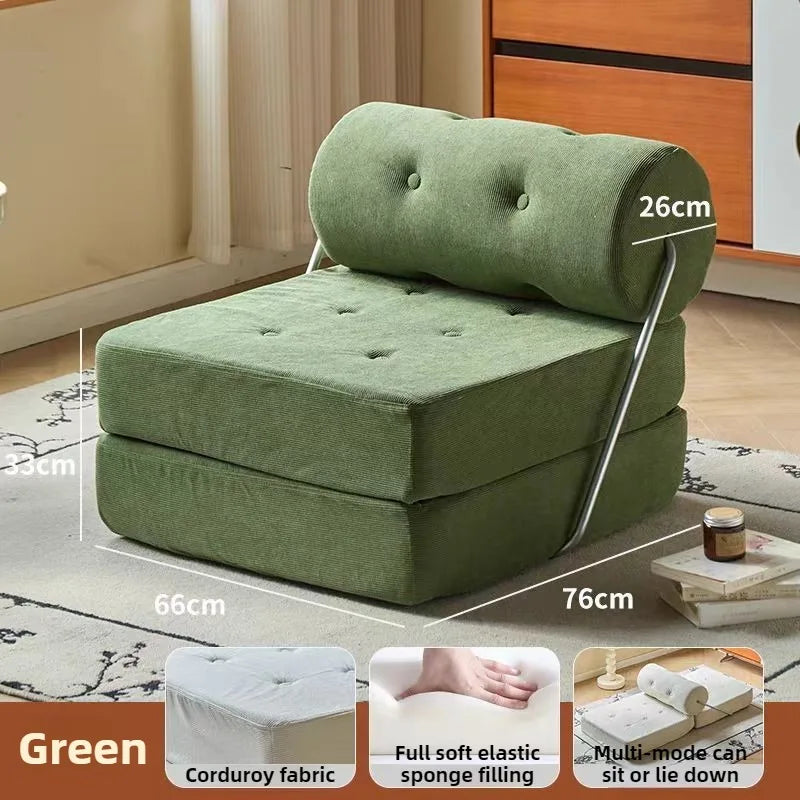 Foldable Nordic Lazy Sofa Bed | 1-Person Corduroy Lounge Chair Foldable Sofa Bed Axl Green-Corduroy