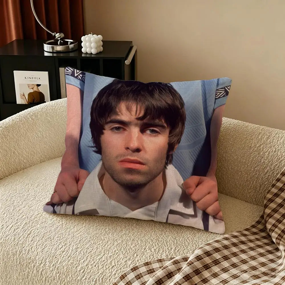 Liam Gallagher Linen Cushion Cover – Printed Pillow for Sofa Decorative Cushion Cover Axl