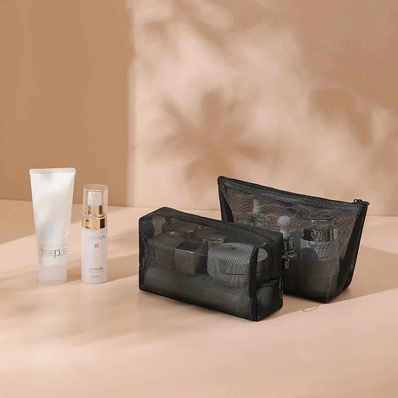 Mesh Clear Cosmetic Bag – Travel Makeup & Toiletry Organizer Cosmetic Organizer Bag Axl