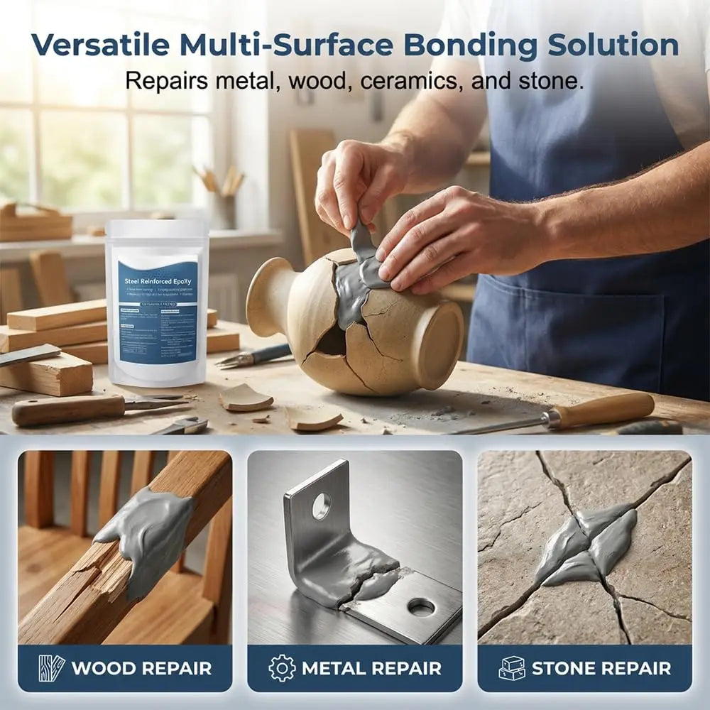 2-Part Steel-Reinforced Epoxy Putty – Waterproof Crack Filler Epoxy Repair Putty Axl