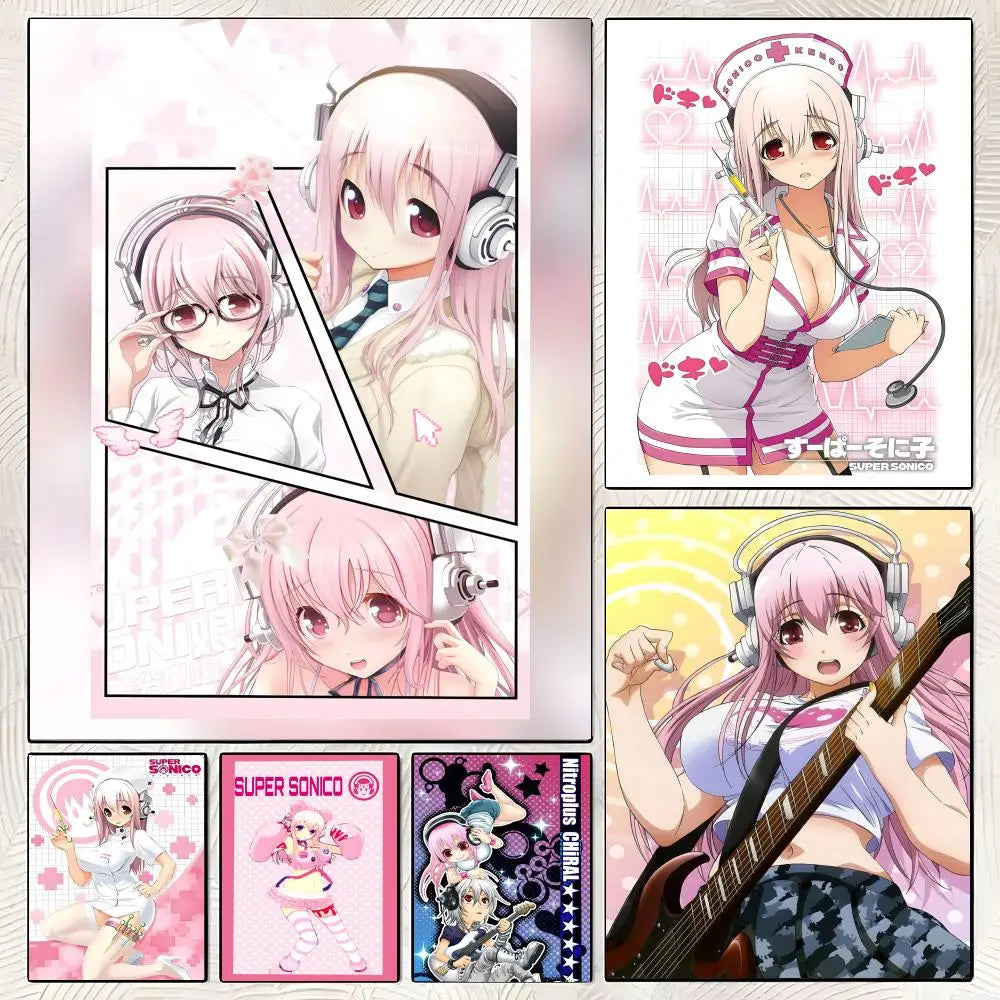 Super Sonico Anime Poster – HD Waterproof Wall Sticker Decor Anime Wall Poster Axl