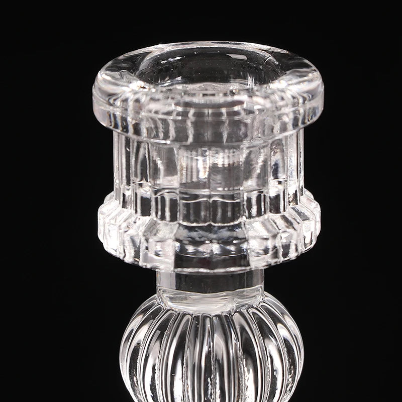 Vintage Clear Glass Candlestick Holder | European Candelabra Glass Candle Holder Axl