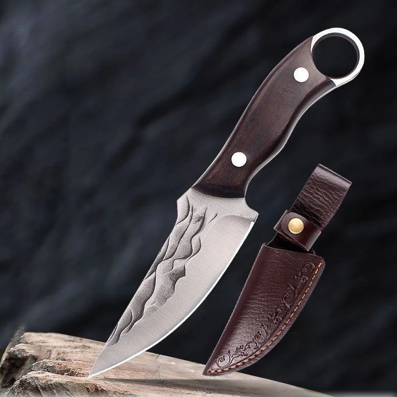 Hand-Forged High-Manganese Steel Kitchen Knife – Wood Handle Kitchen Knife Axl
