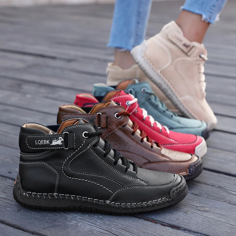 AZGB Women's Handmade Leather Ankle Boots | Breathable Walking Women's Ankle Boots Axl