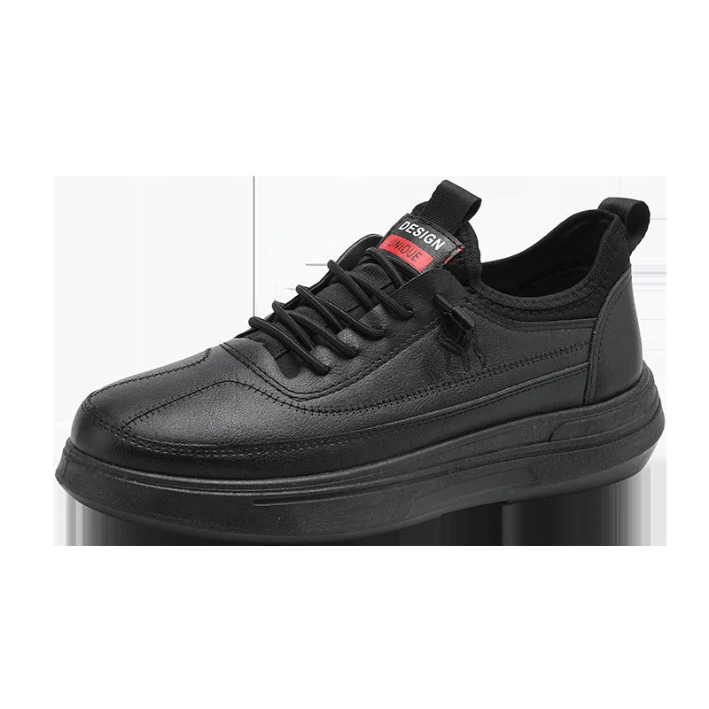 YBQJOO Men's Lace-Up Leather Sneakers – Non-Slip Casual Shoes Men's Casual Sneakers Axl