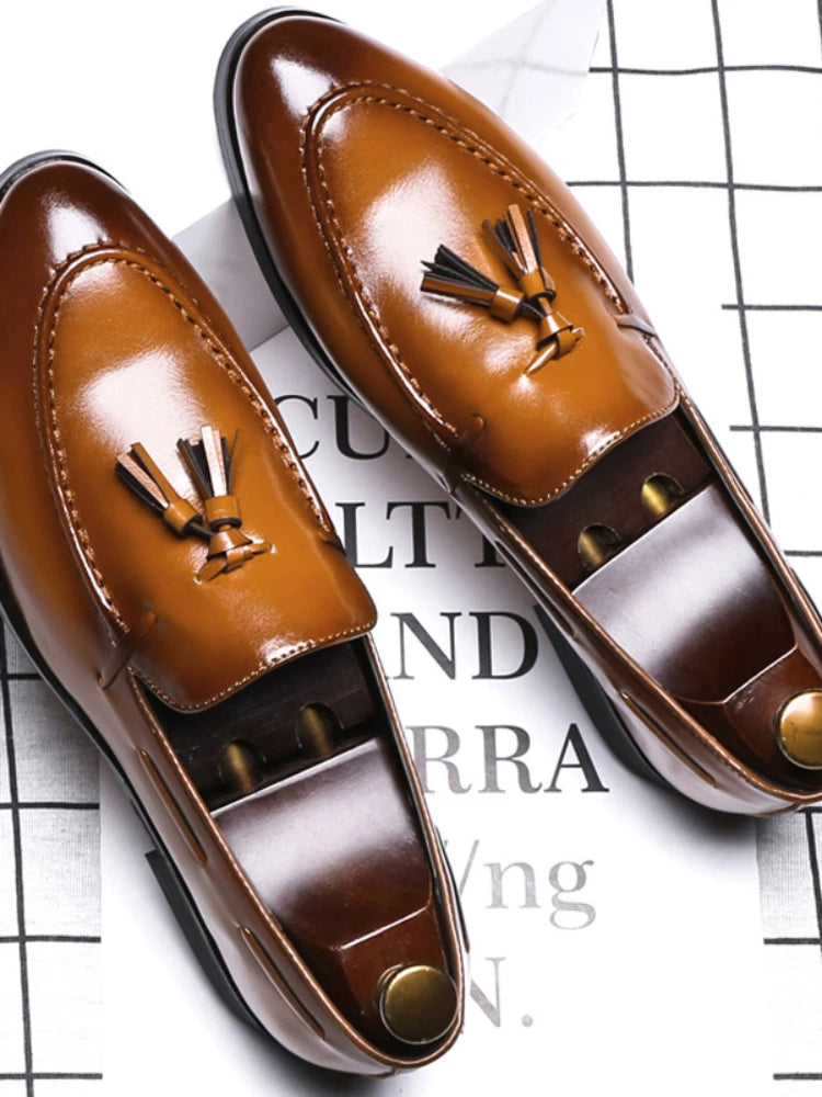 Men's Italian Style Leather Loafers – Luxury Slip-On Casual Shoes Men's Loafers Axl