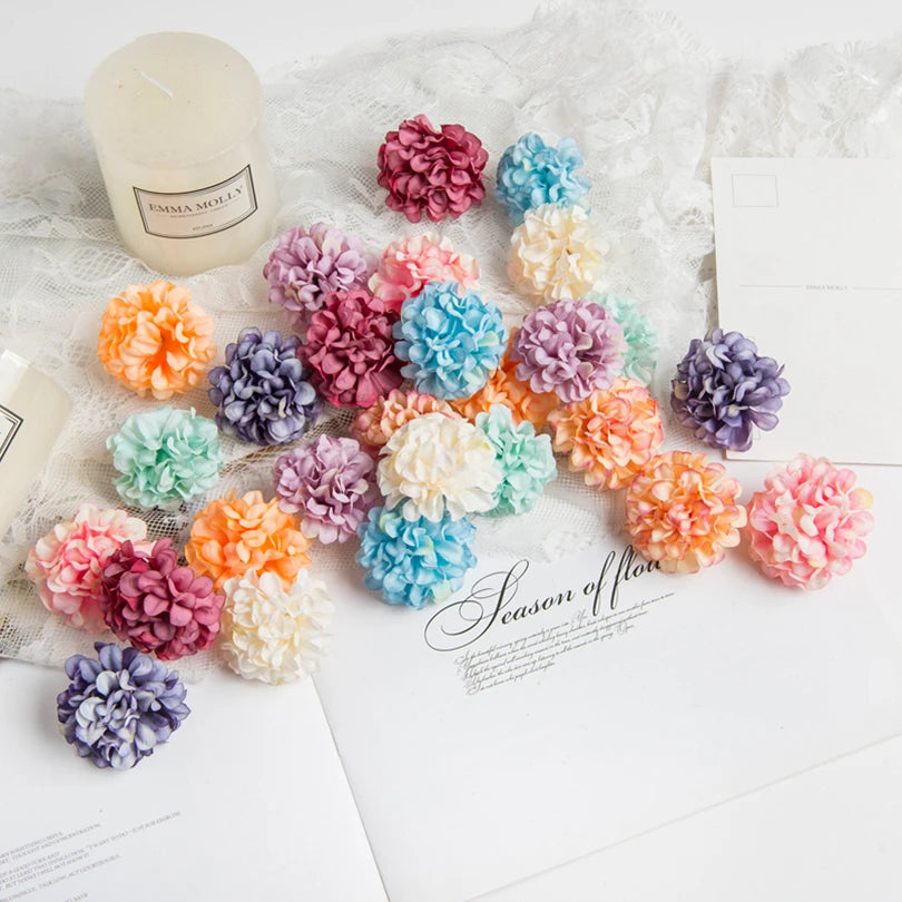 Artificial Silk Carnation Flower Heads 50/100 Pcs | DIY Decor Artificial Flower Heads Axl