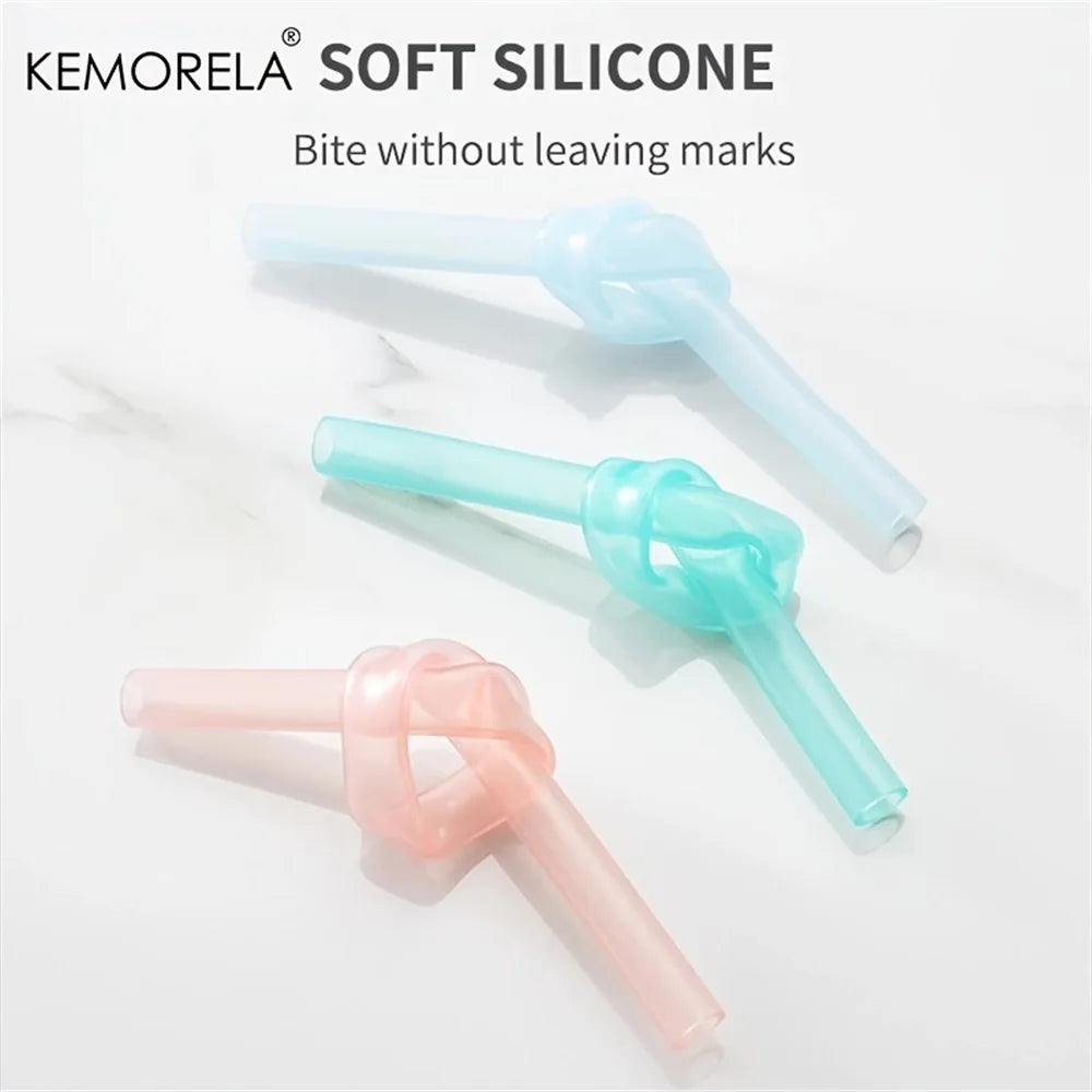 KEMORELA 6-Pack Reusable Silicone Straws with Cleaning Brush Reusable Drinking Straws Axl