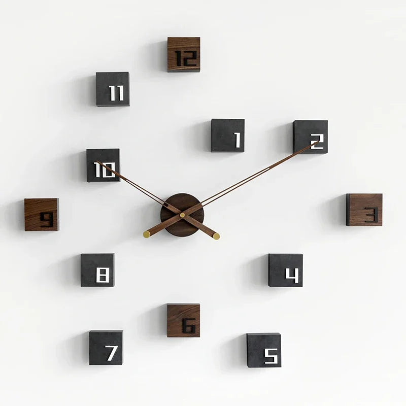 Nordic DIY Wood Wall Clock – Large Silent Quartz Home Decor Wall Clock Axl C 82.4X75.5CM